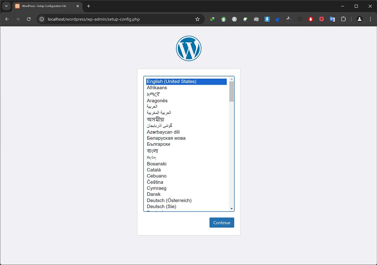 wordpress-setup-local-server-start